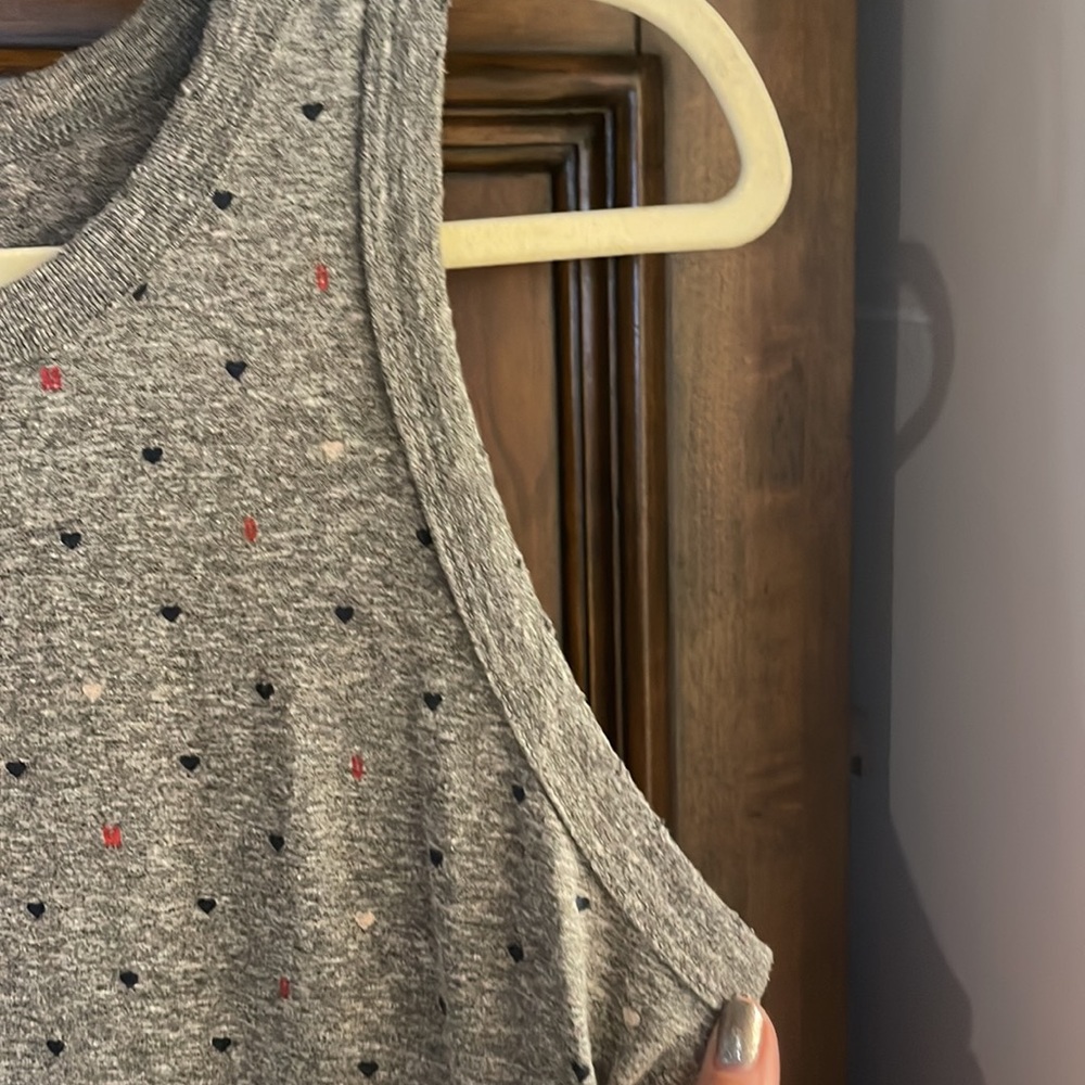 Current/ Elliott Grey Cotton Perfect Muscle Tee Heart Print Dress worn once - Picture 6 of 8